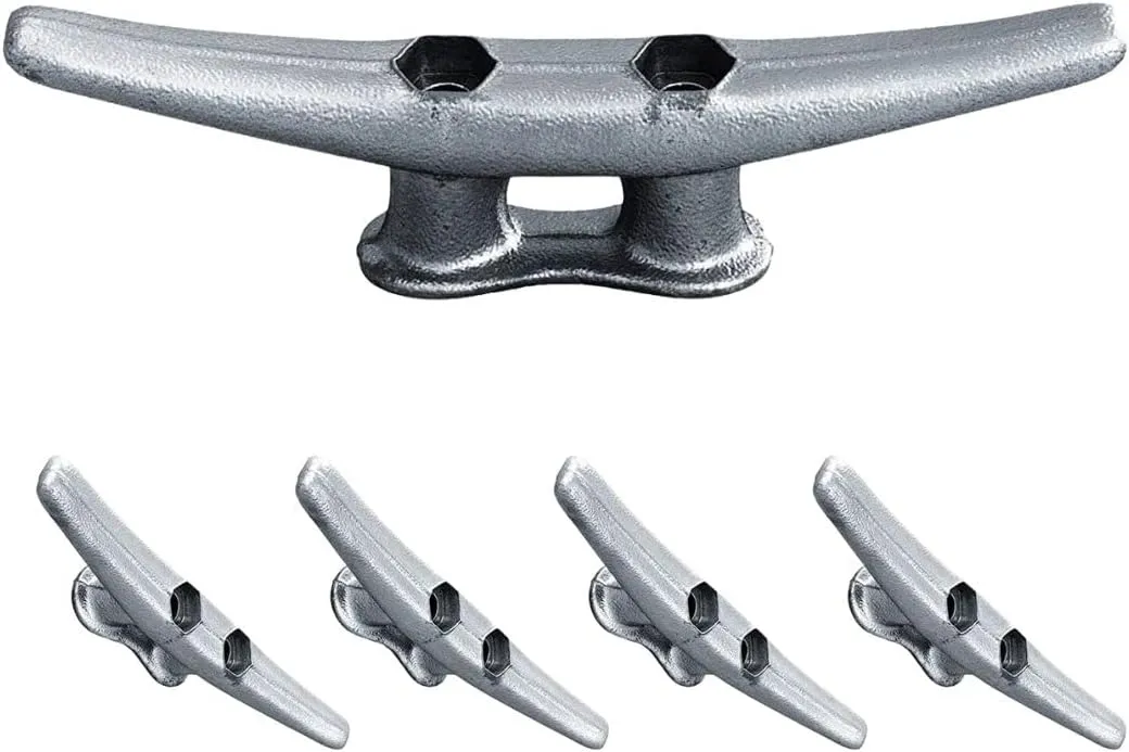 6" Dock Cleats | Weatherproof Galvanized Cast Iron 6 Inch Boat Cleat Tie Downs for Marine Pier or Decorative Nautical Maritime Decor | 4, 8 or 16 Pack