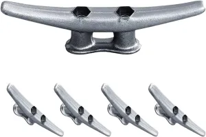 6" Dock Cleats | Weatherproof Galvanized Cast Iron 6 Inch Boat Cleat Tie Downs for Marine Pier or Decorative Nautical Maritime Decor | 4, 8 or 16 Pack