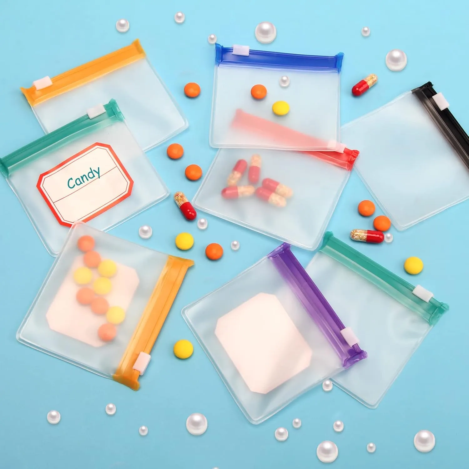 70 2 Pcs Pill Pouch Bags Zippered Pill Pouch Set with 2 Sheets Label, 7 Colors Pill Pouches for Medicine Travel Reusable Small Plastic Pill Bags for Travel/Home Daily use