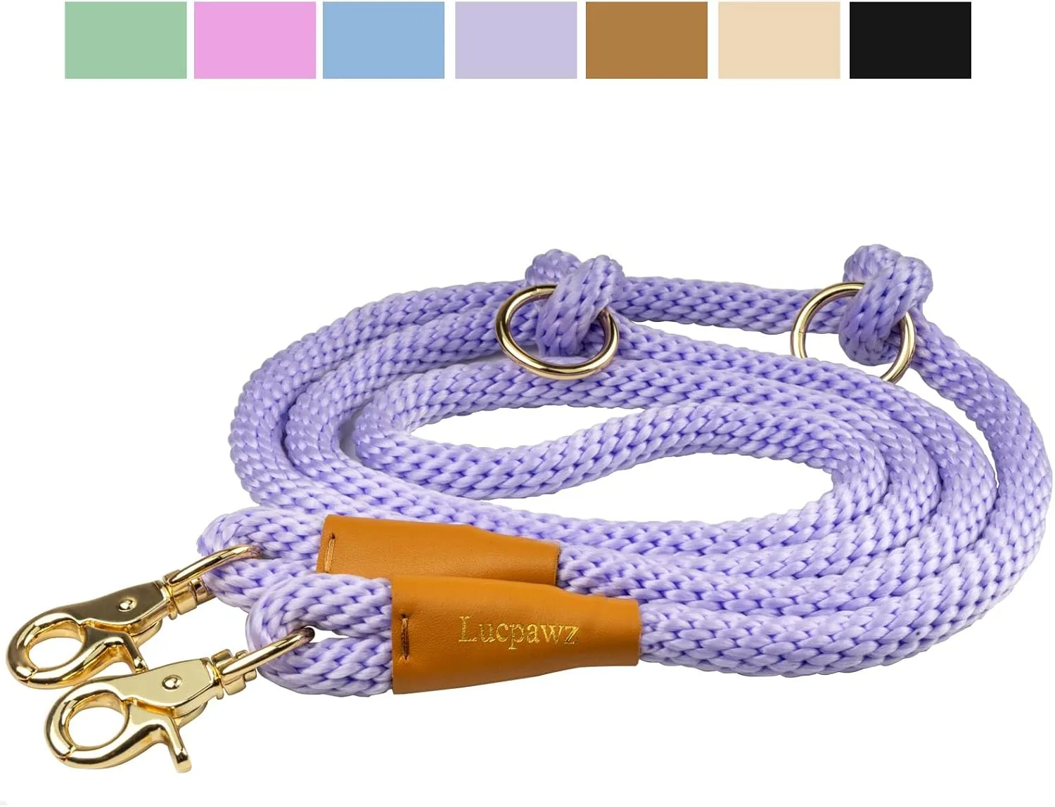 7FT Multifunctional Rope Dog Leash,Hands Free Dog Leash, Crossbody Rope Leash, Adjustable Long Leash for 2 Dogs (7ft*12mm, Lanvender)
