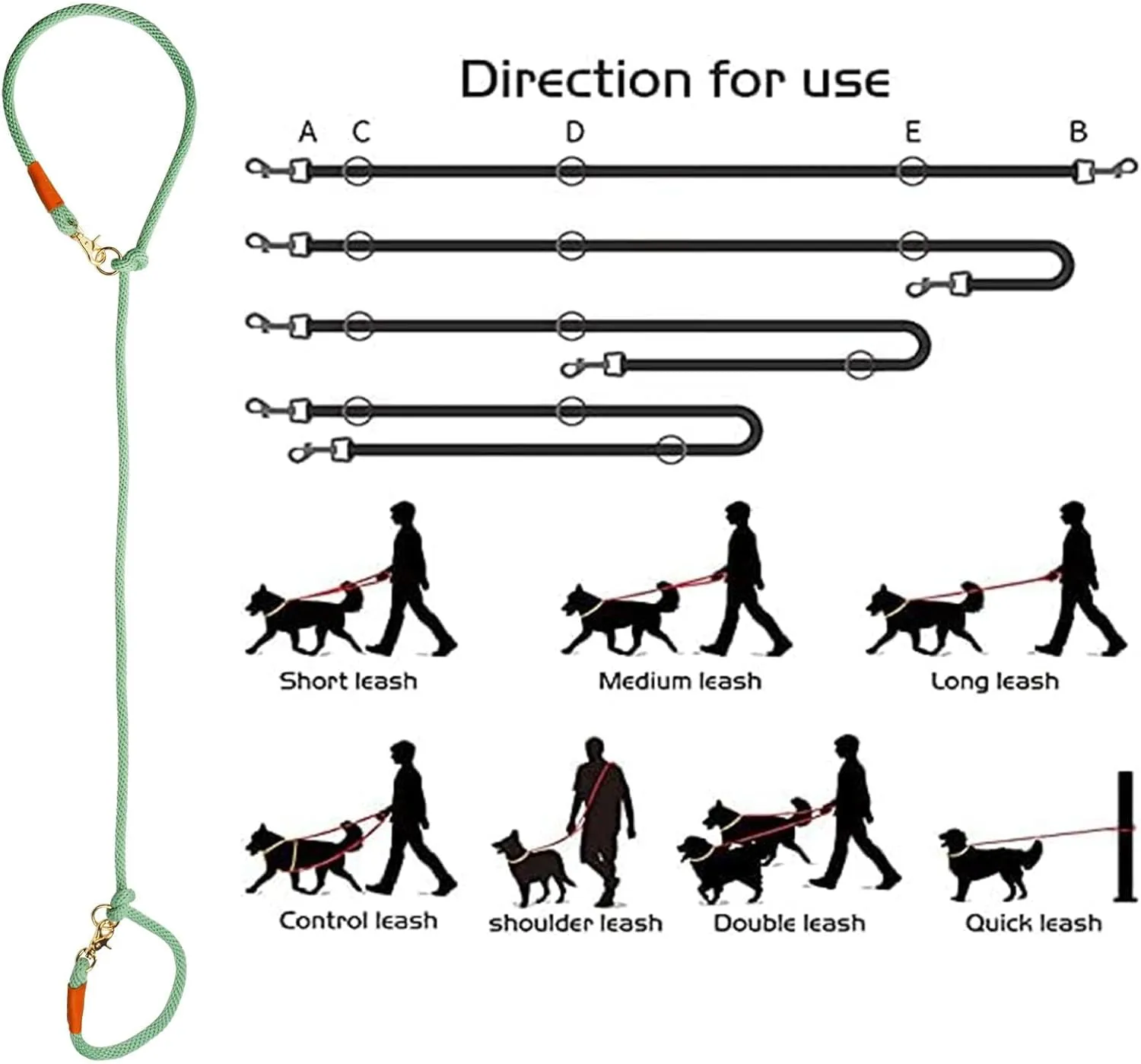 7FT Multifunctional Rope Dog Leash,Hands Free Dog Leash, Crossbody Rope Leash, Adjustable Long Leash for 2 Dogs (7ft*12mm, Lanvender)
