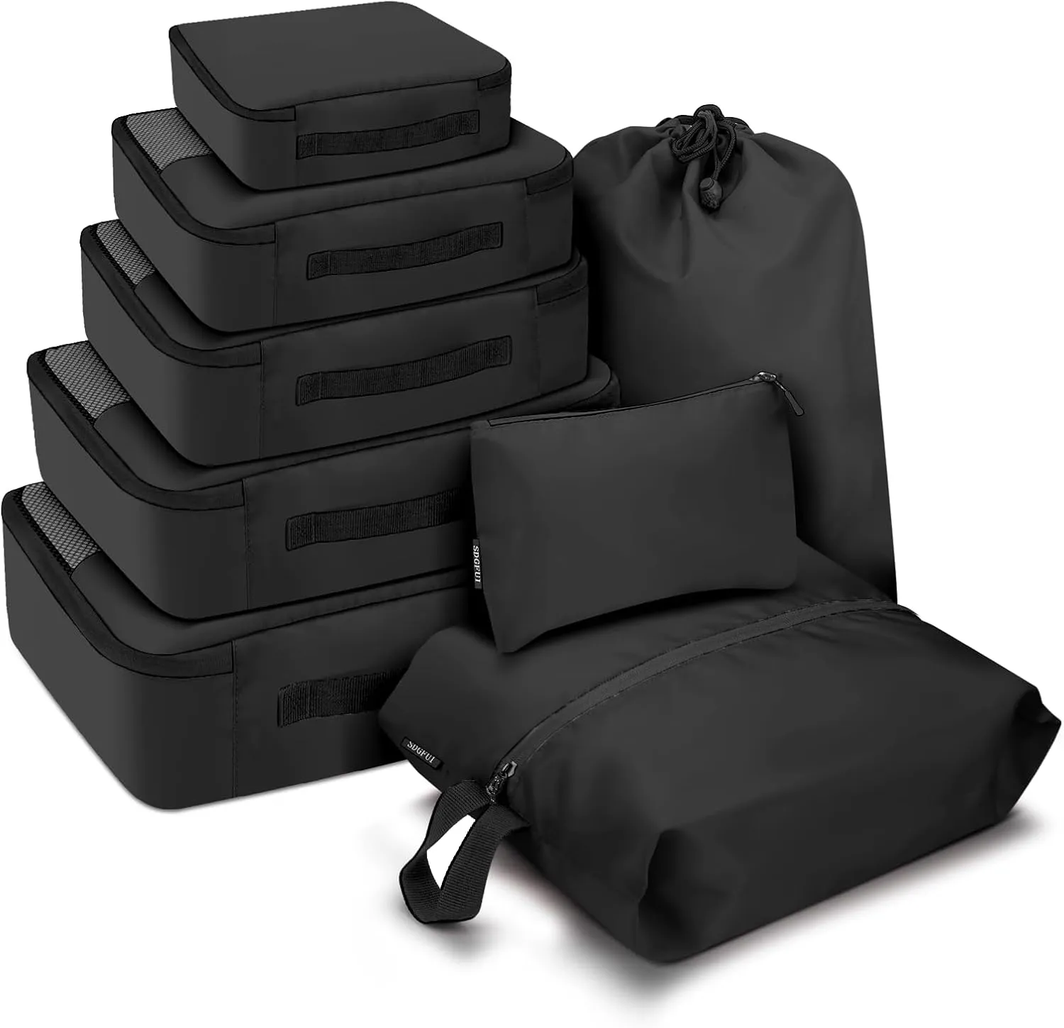 8 PCS Compression Packing Cubes for Travel Women, Compression Organizer for Luggage Space Saving Travel Essentials and Carry on, Luggage Organizer Bags for Suitcase - Black