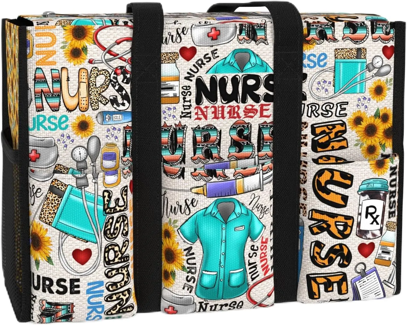 84hoods Multi-Pocket Tote Bag for Women. Waterproof Bag with Multiple Convenient Pockets and Zipper. Gift for Nurses.