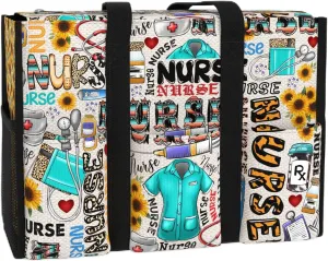 84hoods Multi-Pocket Tote Bag for Women. Waterproof Bag with Multiple Convenient Pockets and Zipper. Gift for Nurses.