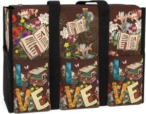 84hoods Multi-Pocket Waterproof Tote Bag with Multiple Convenient Pockets and Zipper. Gift for Women Book Lover, Librarian.