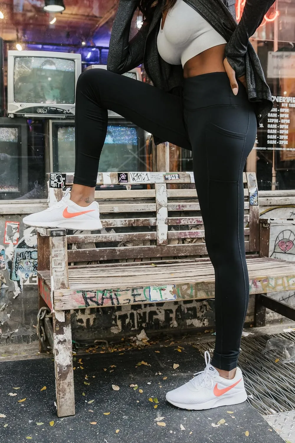 90 Degree By Reflex High Waist Fleece Lined Leggings with Side Pocket - Yoga Pants