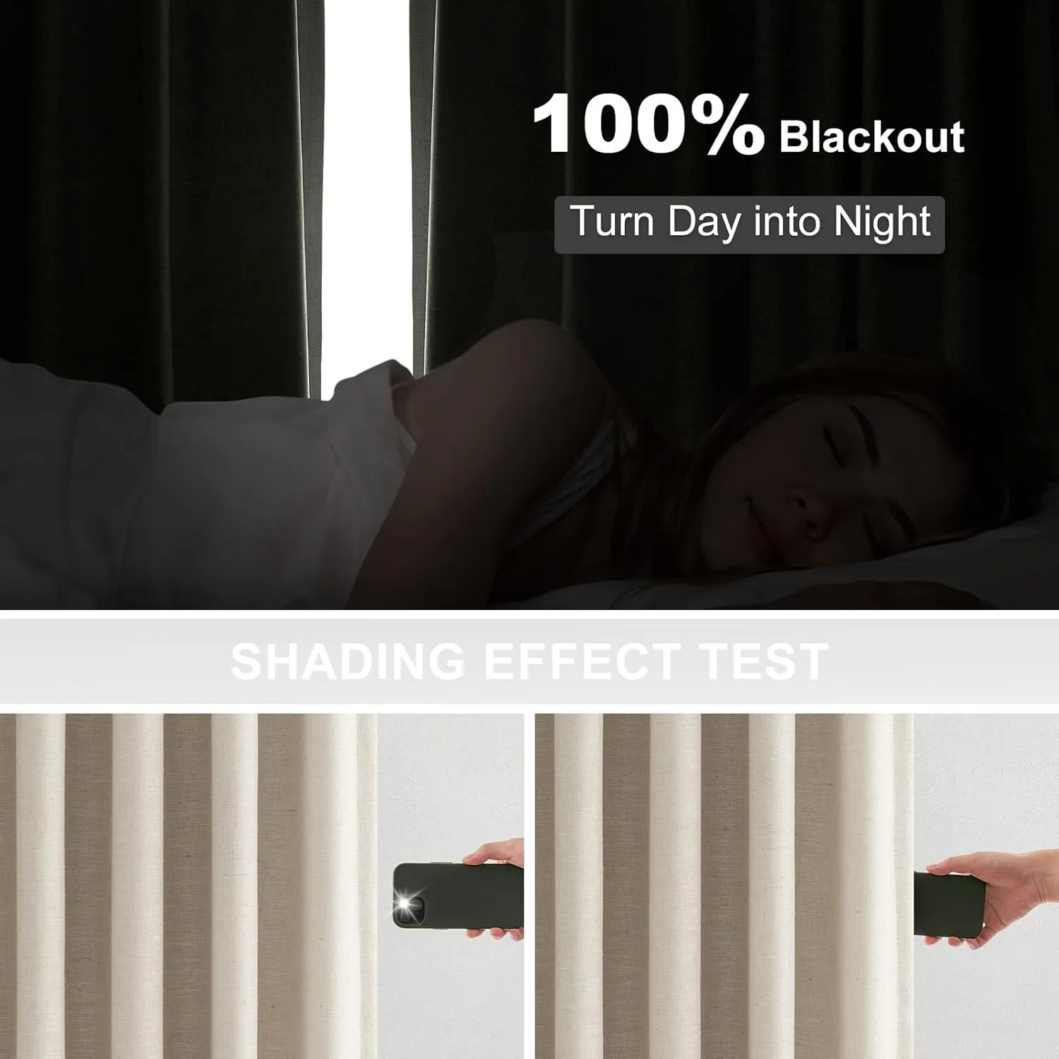 90 Inch Full Blackout Pleated Drapes ,Fall Beige Linen Black Out Thermal Insulated Curtains for Bedroom,Nursery, Country Curtains for Living room with 18 Free Curtain Hooks and 16 Rings,2 panels