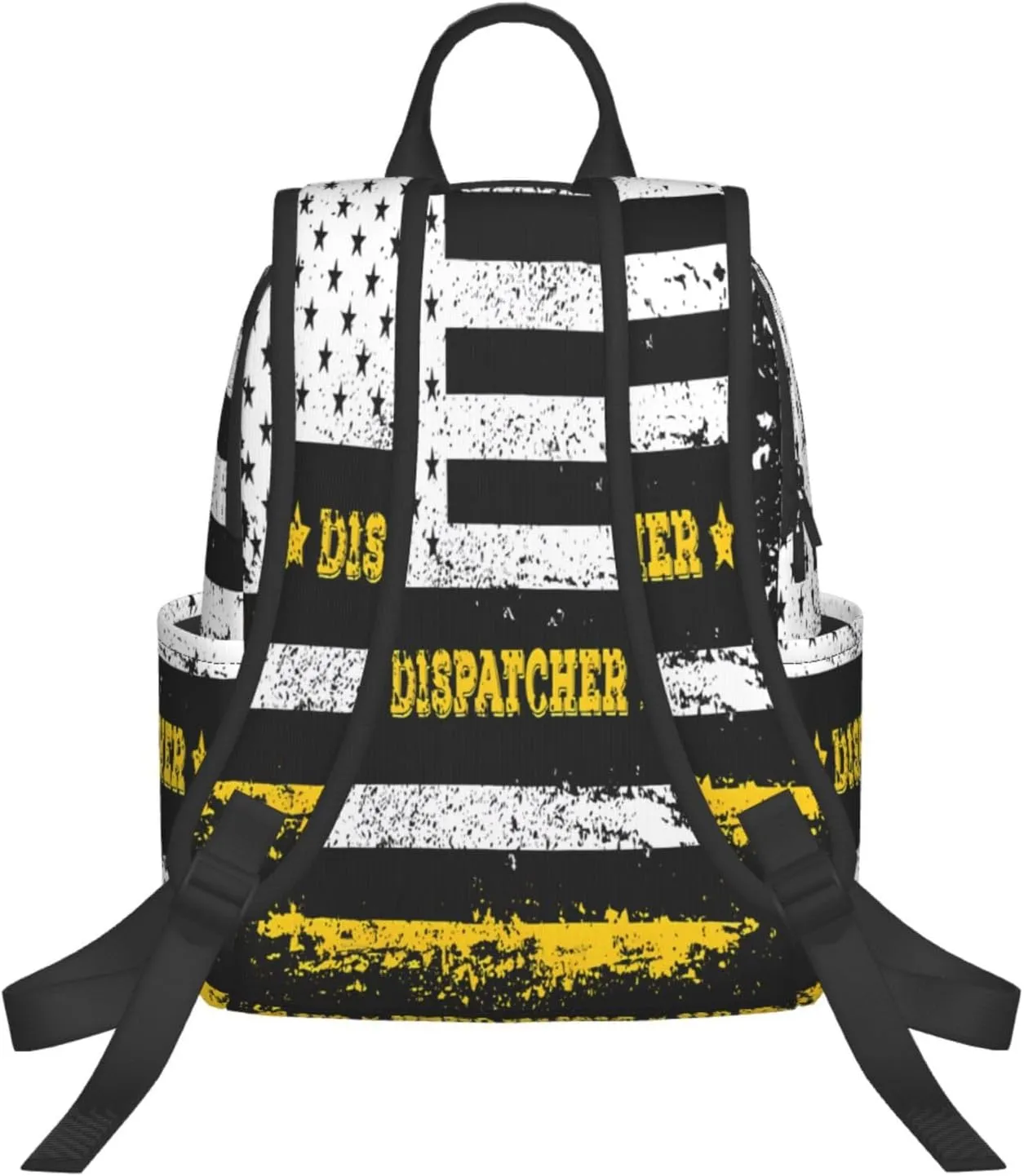 911 Dispatcher Thin Gold Yellow Line American Flag Casual Backpacks Laptop Backpack Outdoor Travel Rucksack Sport Carry-On Daypack Lightweight Bag with Multi-Pockets