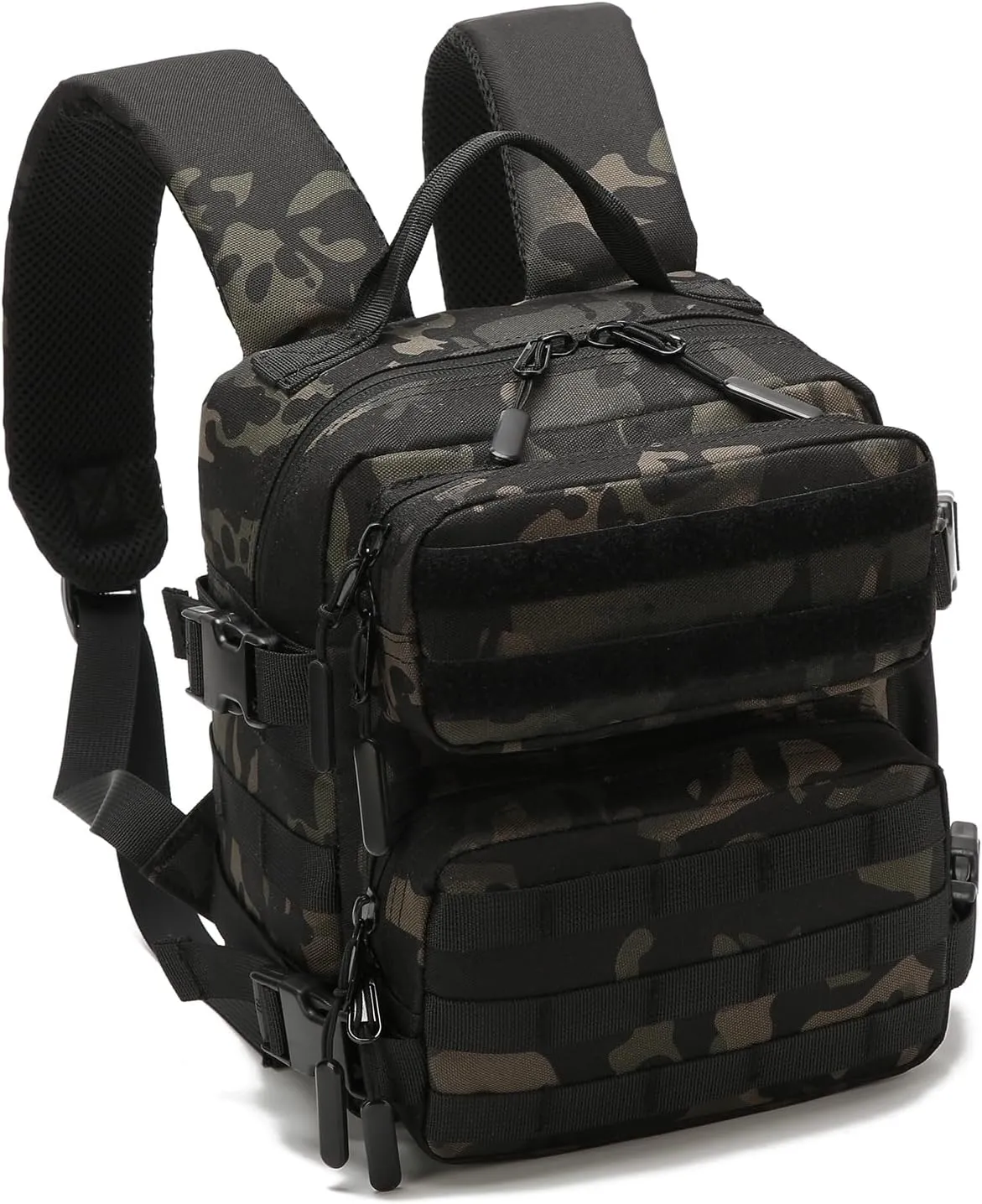 9L Mini Backpack for Men and Women, Small Backpack for Gym Hiking Travel Sports Running (Black Camo)