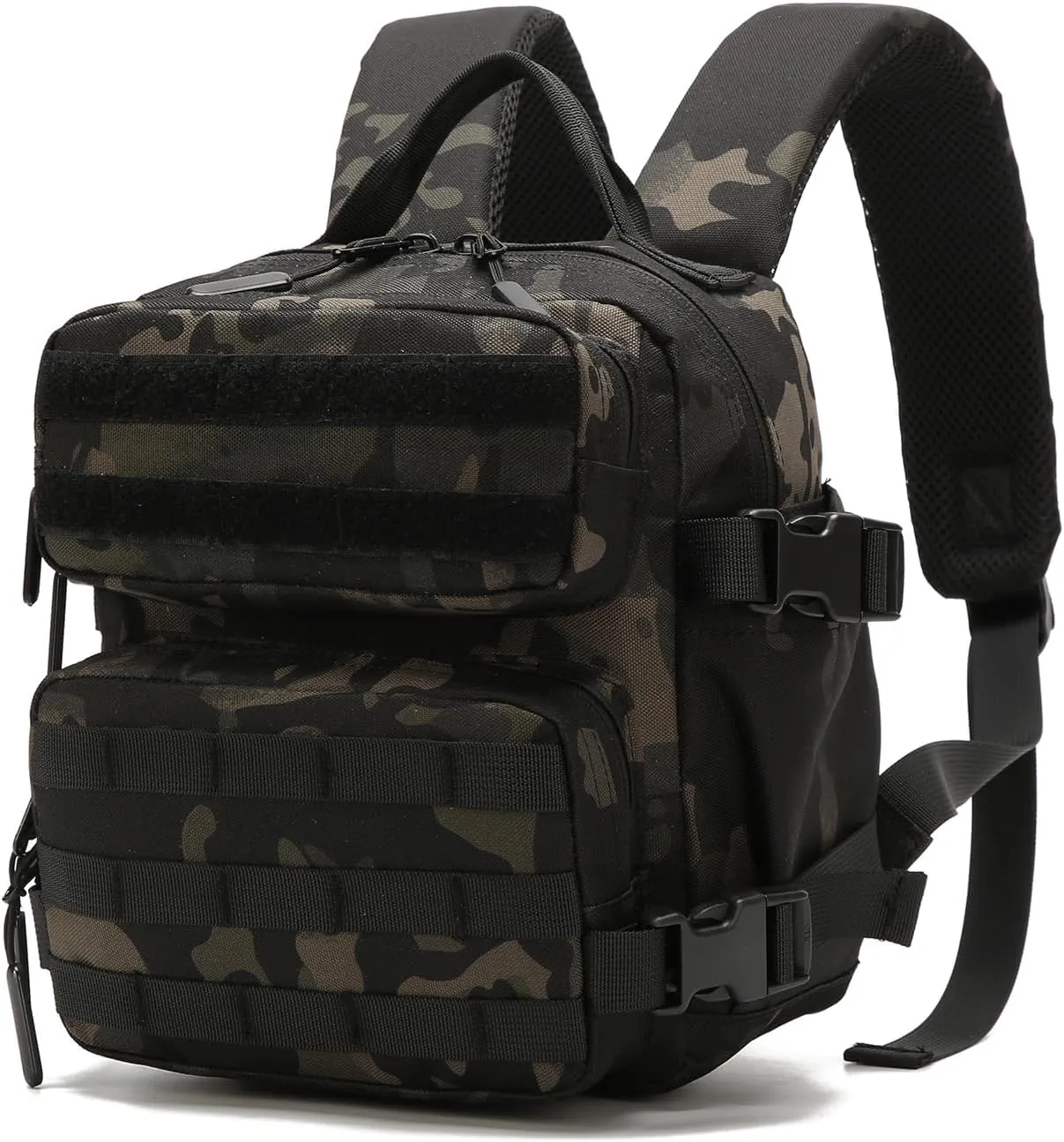 9L Mini Backpack for Men and Women, Small Backpack for Gym Hiking Travel Sports Running (Black Camo)