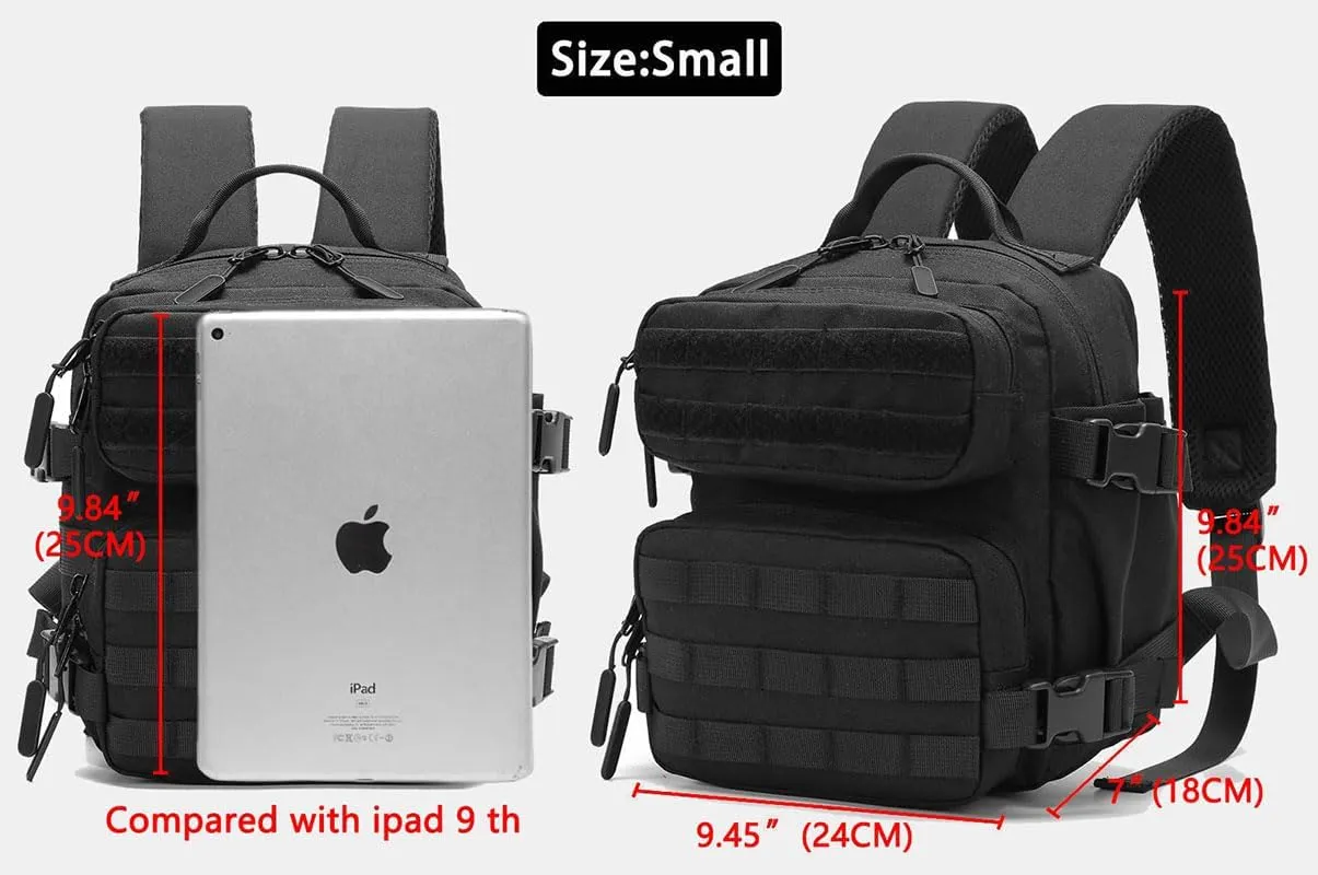 9L Mini Backpack for Men and Women, Small Backpack for Gym Hiking Travel Sports Running (Black)