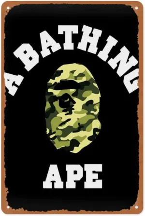 A Bathing Ape Bape Camo Poster Metal Signage Vintage Wall Decor 12 X 8 Inches_1