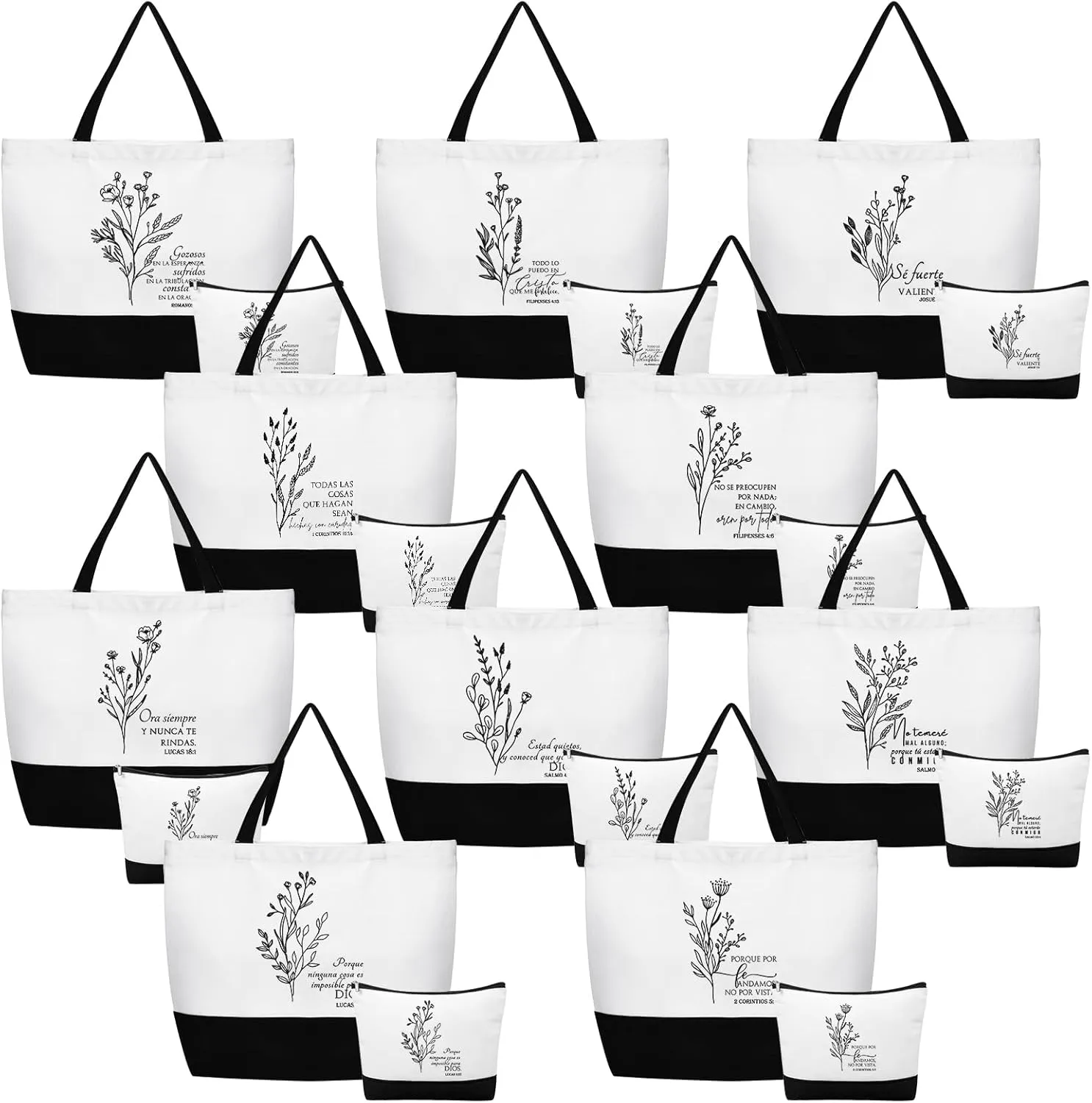 Abbylike 20 Pcs Christian Gift Bags Bible Verse Tote Bag Religious Cosmetic Makeup Bag for Mothers Day