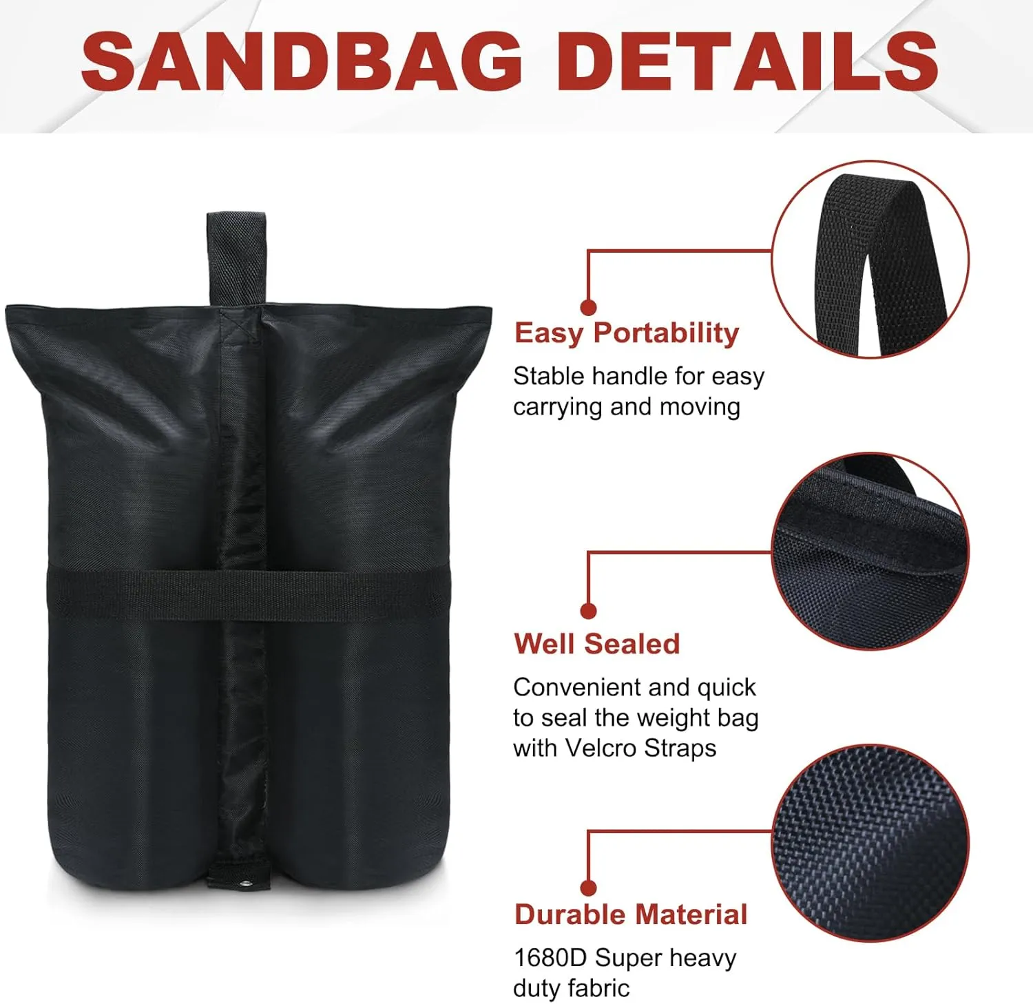 ABCCANOPY Heavy Duty Weight Bags, Black(185lb)