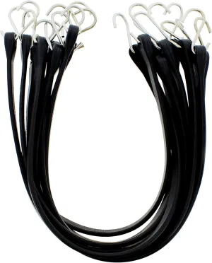 ABN EPDM Rubber Bungee Cords - 31in Black Rubber Tie Down Straps with Hooks (54in Max Stretch), 10 Pack