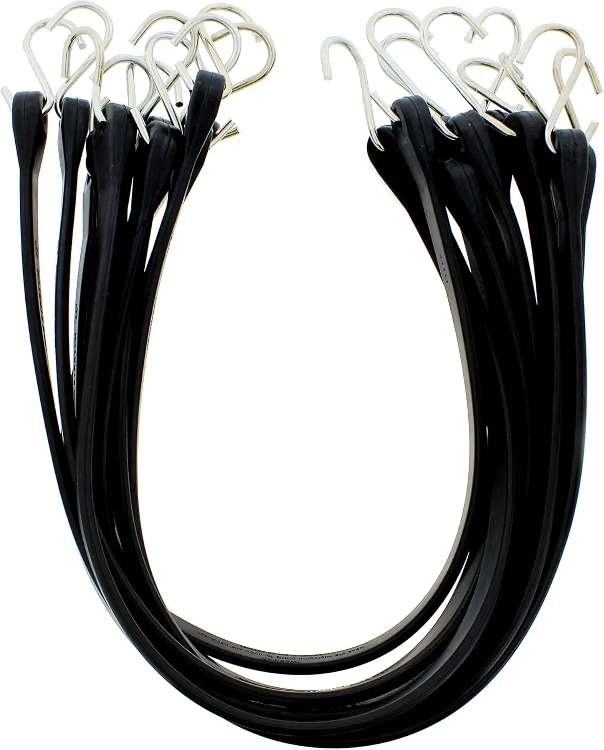 ABN EPDM Rubber Bungee Cords - 31in Black Rubber Tie Down Straps with Hooks (54in Max Stretch), 10 Pack