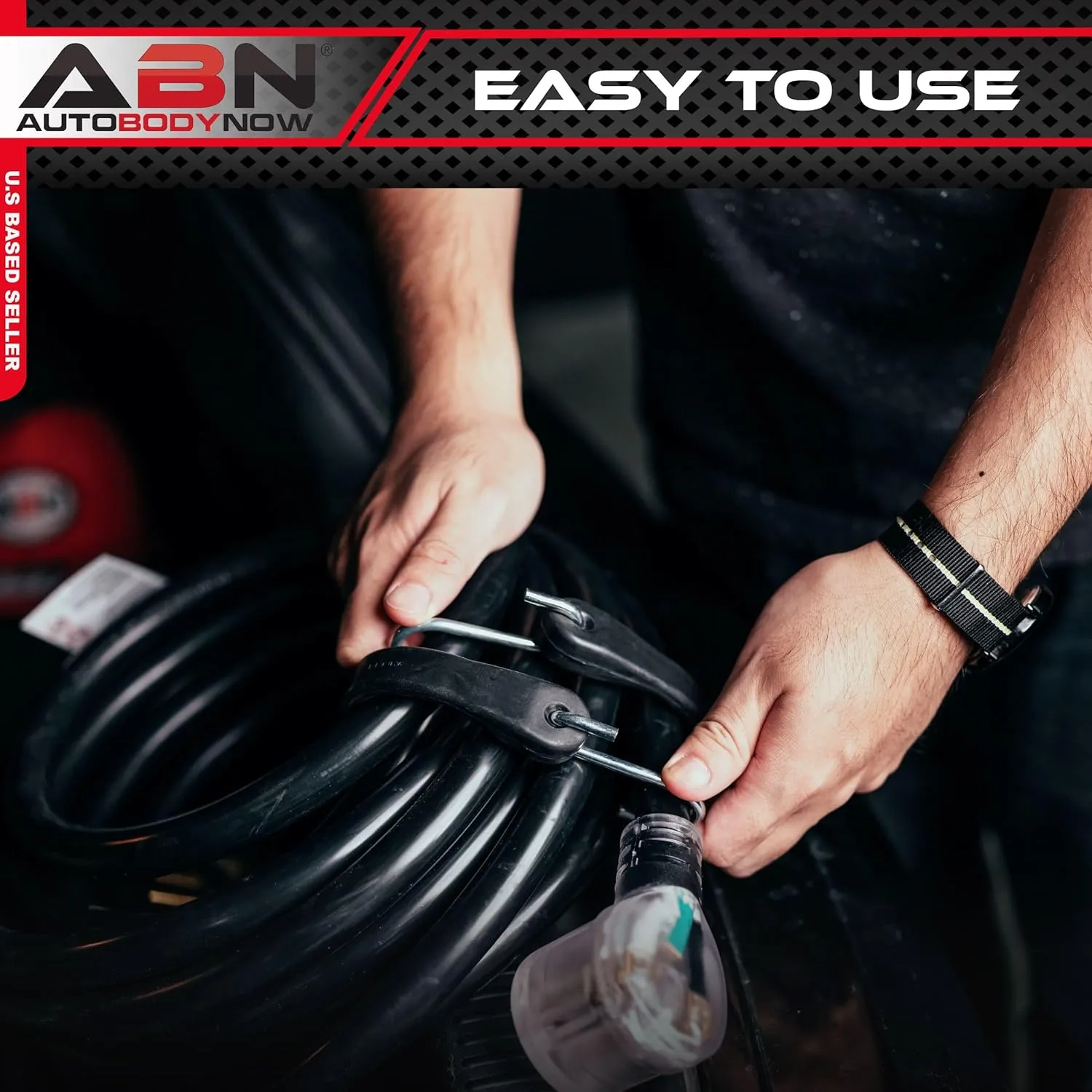 ABN EPDM Rubber Bungee Cords - 31in Black Rubber Tie Down Straps with Hooks (54in Max Stretch), 10 Pack