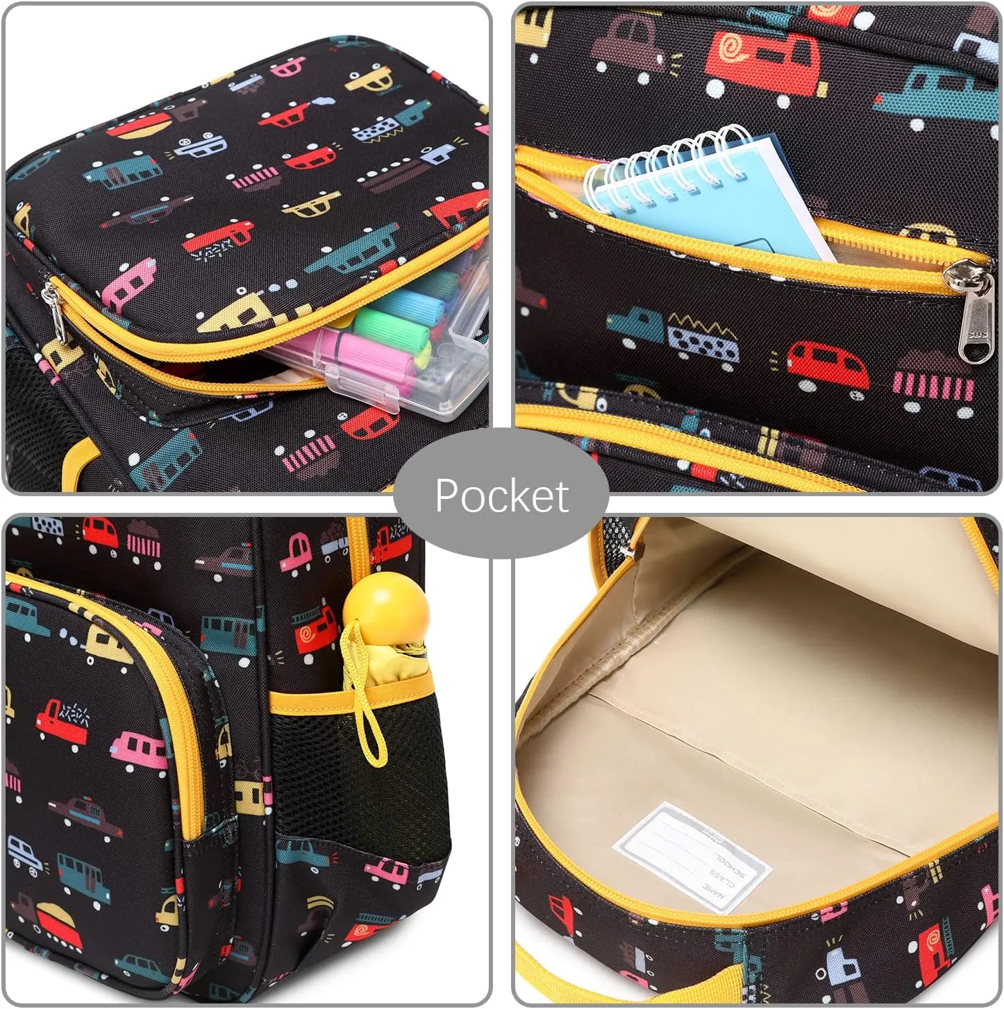 abshoo Car Backpack for Kid Little Small Boys Bookbag Preschool Toddler Backpack (Car)