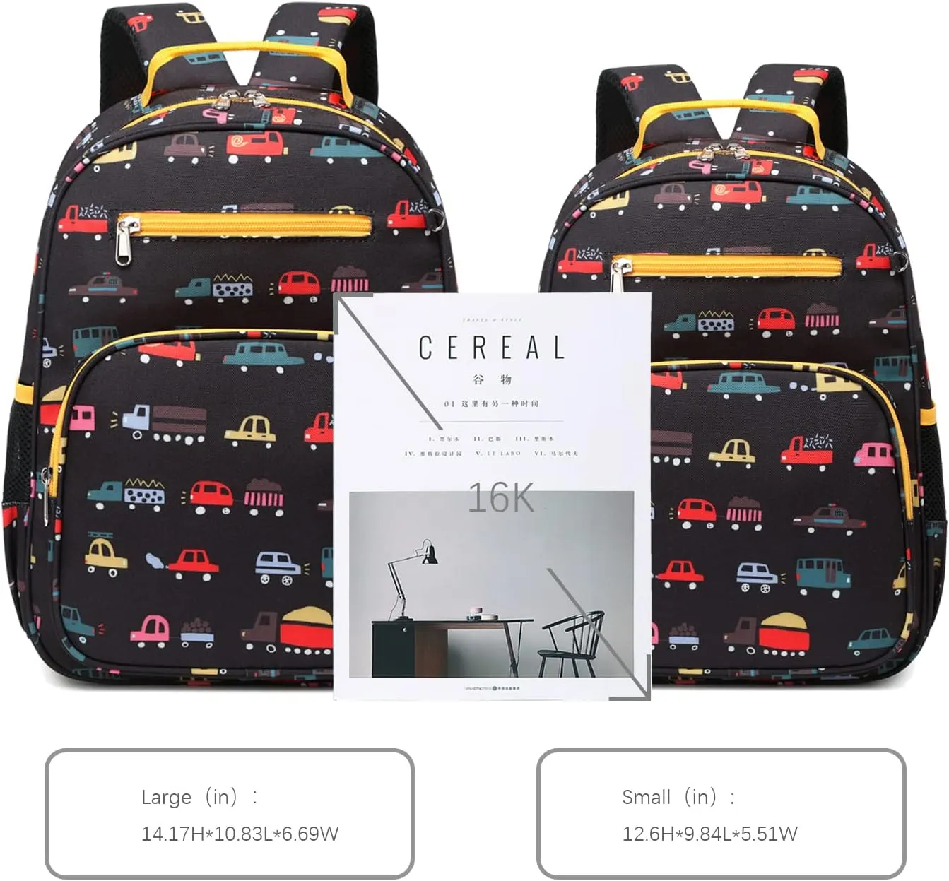 abshoo Car Backpack for Kid Little Small Boys Bookbag Preschool Toddler Backpack (Car)