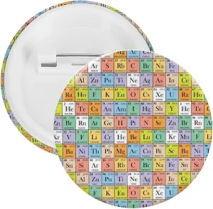 Abstract Periodic Table Funny Tinplate Badge Round Lapel Pin Printed Brooch Badge Tie Decoration for Clothing Bags Hat