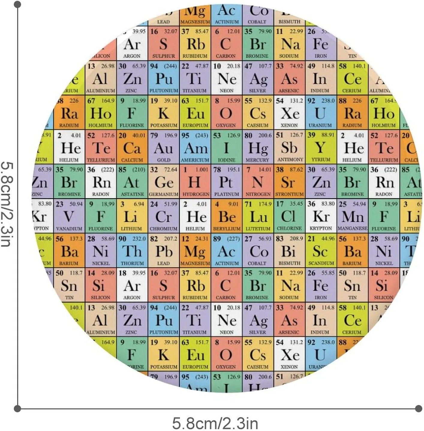 Abstract Periodic Table Funny Tinplate Badge Round Lapel Pin Printed Brooch Badge Tie Decoration for Clothing Bags Hat