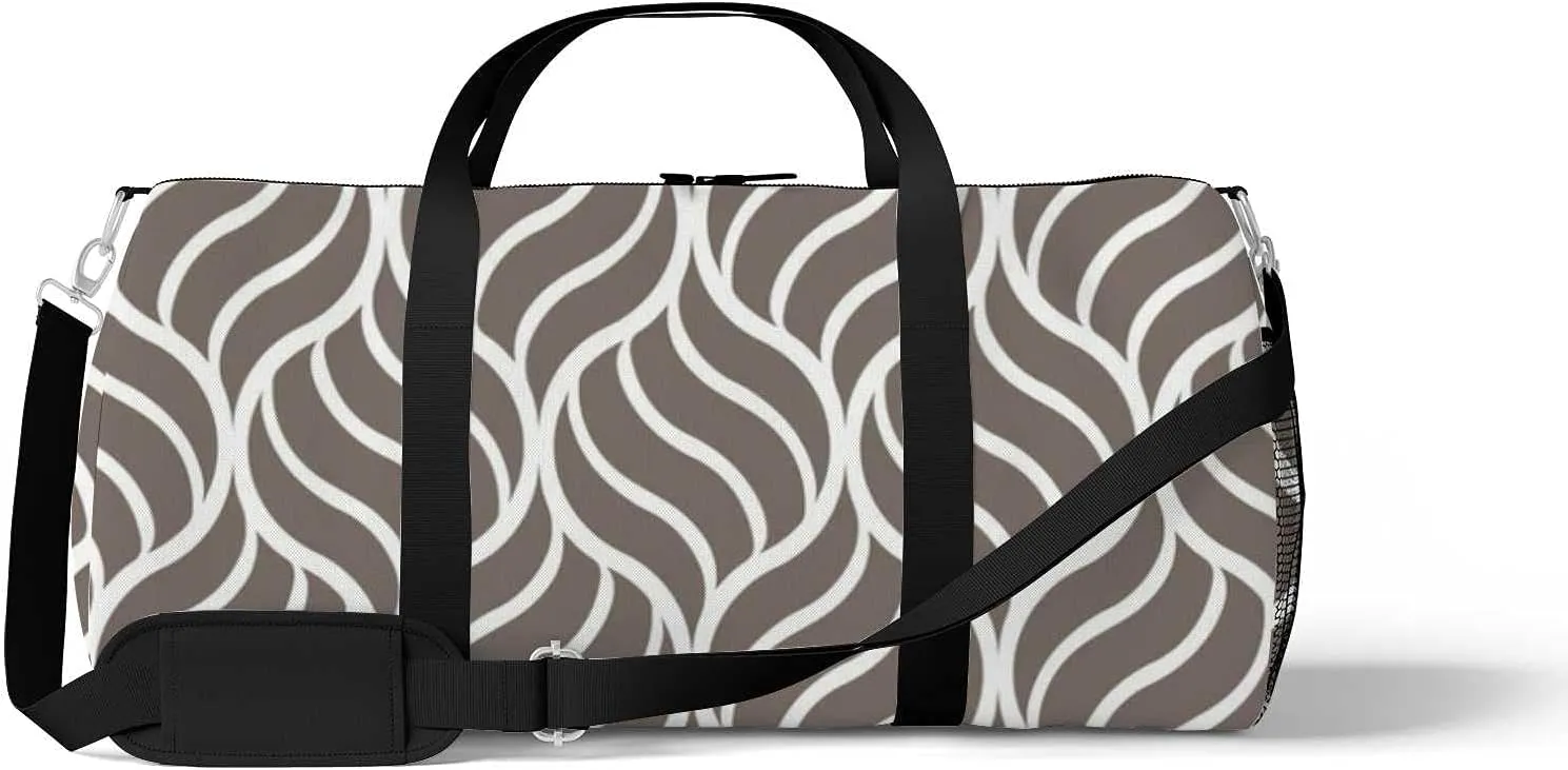 Abstract Stripes Art Sports Duffel Bag Travel Gym Tote Bags Lightweight Durable Shoulder Strap Waterproof Polyester Outside Mesh Pocket Overnight Trip Duffel Bag for Women Men