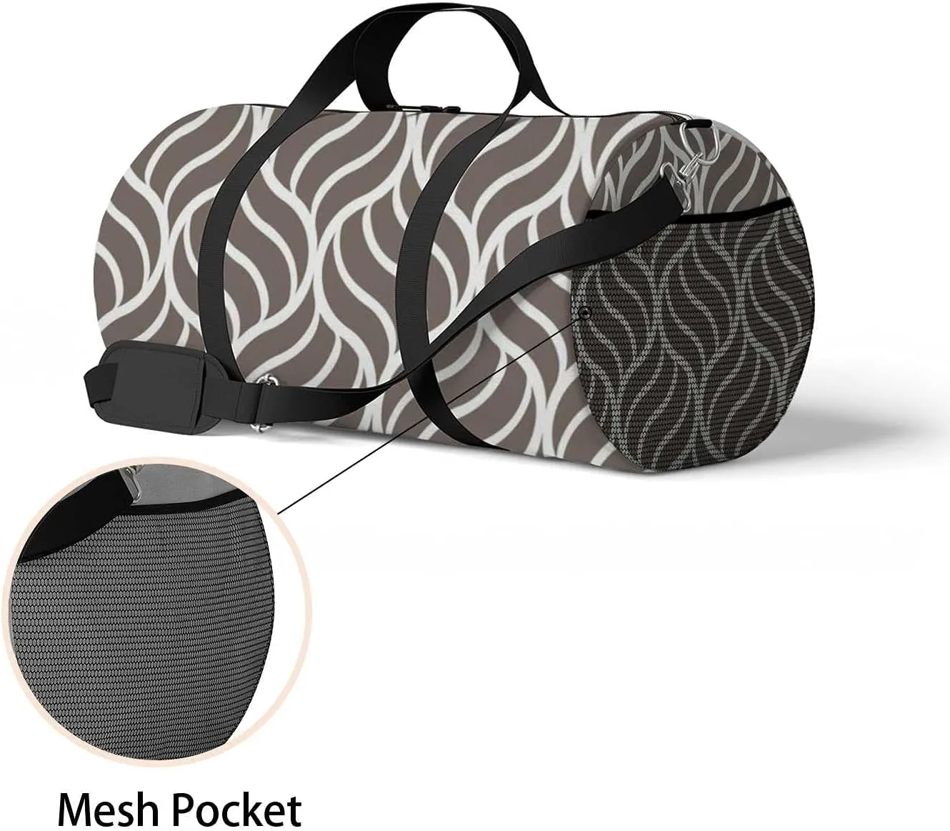 Abstract Stripes Art Sports Duffel Bag Travel Gym Tote Bags Lightweight Durable Shoulder Strap Waterproof Polyester Outside Mesh Pocket Overnight Trip Duffel Bag for Women Men