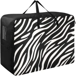 Abstract Zebra Fur Storage Bags, 27.5x19.7x11 In, Garment Storage Organizer Travel Cargo Duffel Bags Zippered Storage Bag for Moving