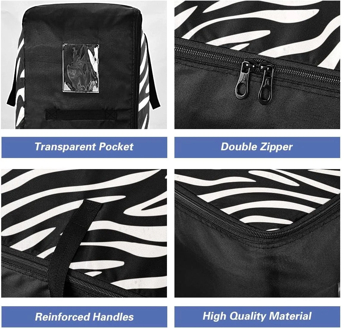 Abstract Zebra Fur Storage Bags, 27.5x19.7x11 In, Garment Storage Organizer Travel Cargo Duffel Bags Zippered Storage Bag for Moving