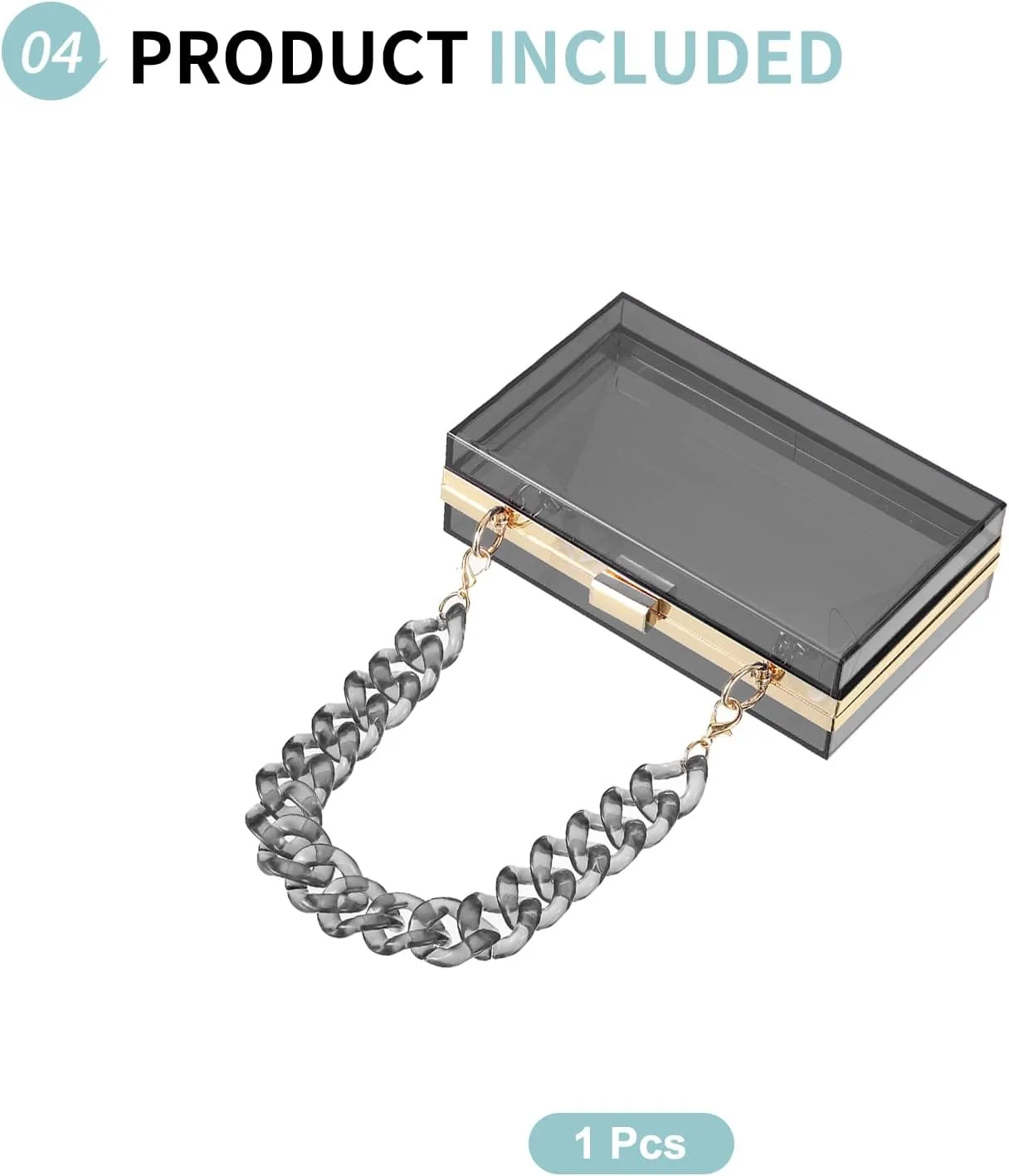 Acrylic Clear Evening Clutch Bag for Women, Shoulder Handbags Neon Hard Frame with Chains Party Purse for Wedding Prom Party (Black, Gold)