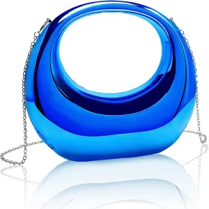 Acrylic Evening Clutch Purse Acrylic Handbag Moon Bag Metallic Moon Shaped Acrylic Hand Purse for wedding party Cocktail
