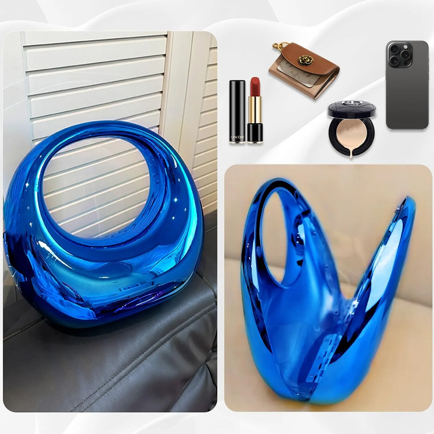 Acrylic Evening Clutch Purse Acrylic Handbag Moon Bag Metallic Moon Shaped Acrylic Hand Purse for wedding party Cocktail