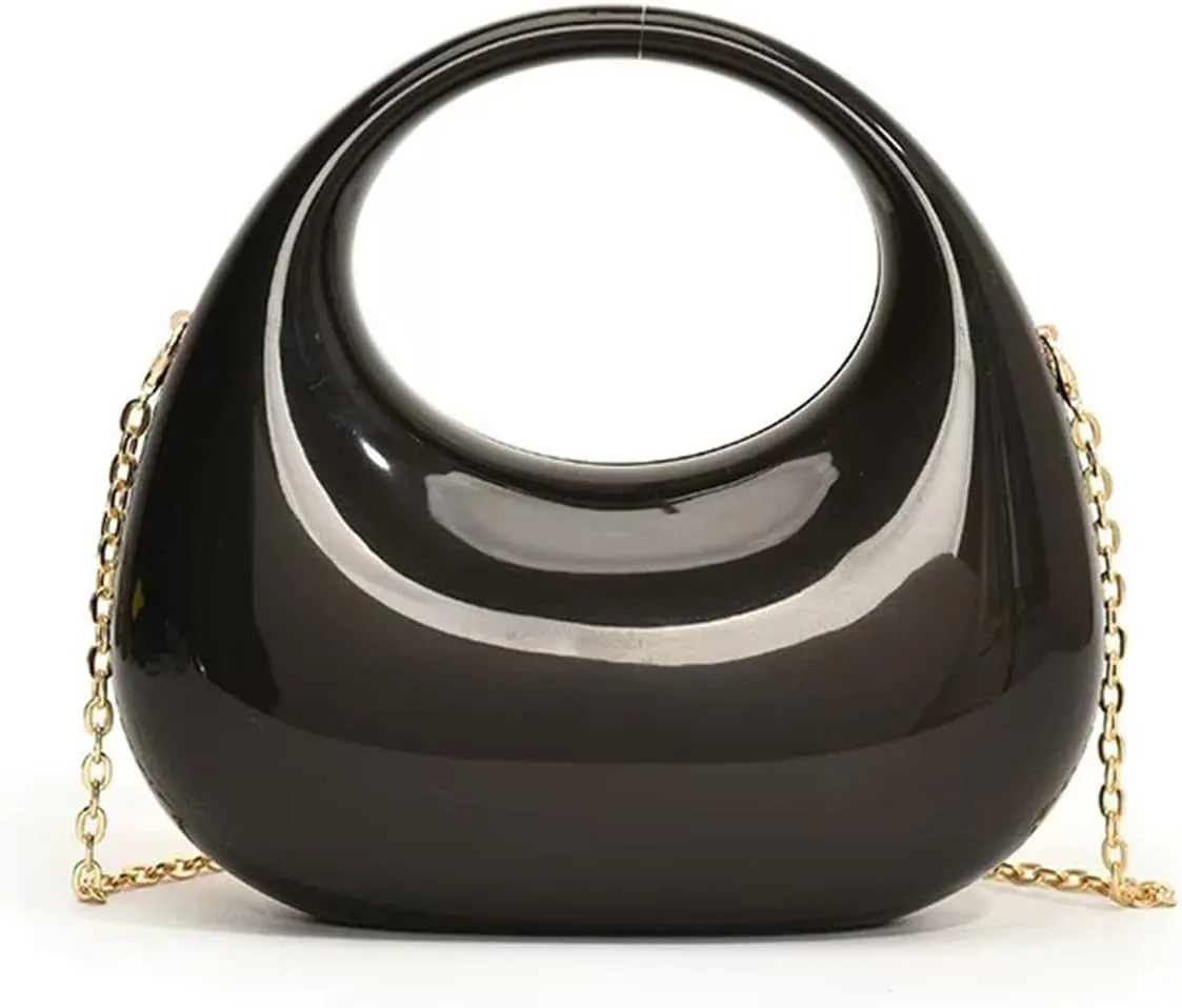 Acrylic Evening Clutch Purse for Women, Metallic Purse Evening Handbags Moon Hobo Bag, Evening Purse for Wedding Party Prom