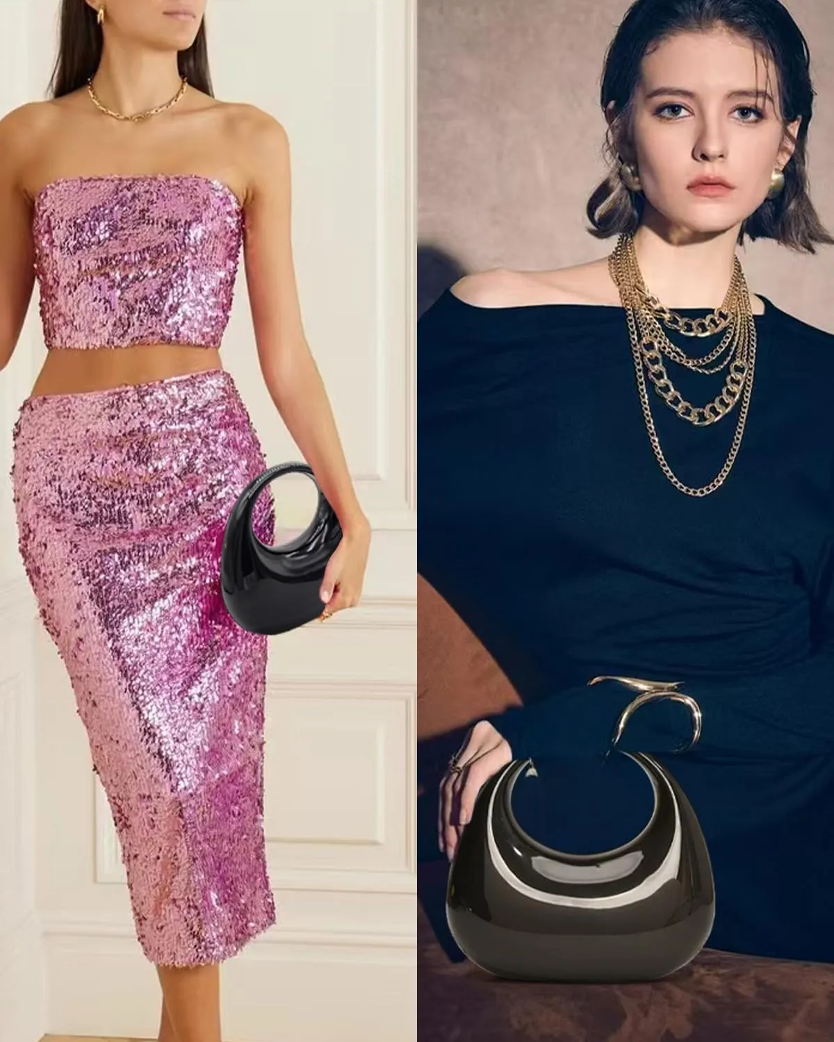 Acrylic Evening Clutch Purse for Women, Metallic Purse Evening Handbags Moon Hobo Bag, Evening Purse for Wedding Party Prom