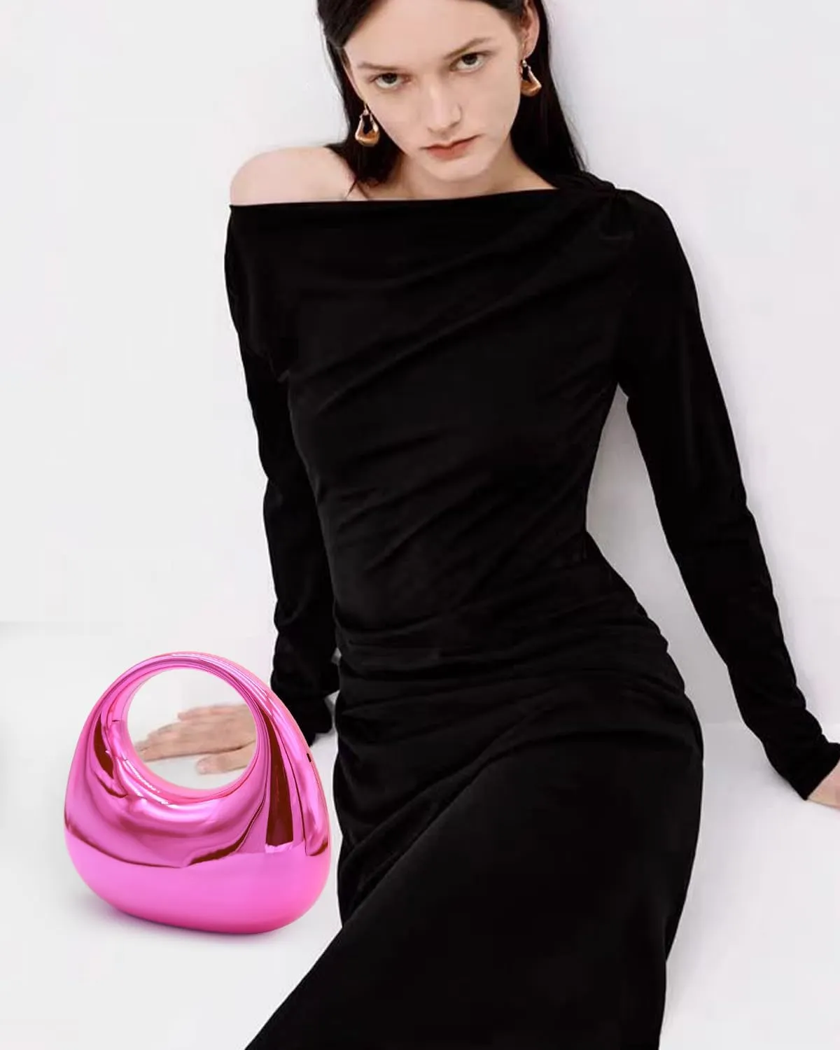 Acrylic Evening Clutch Purse for Women, Metallic Purse Evening Handbags Moon Hobo Bag, Evening Purse for Wedding Party Prom