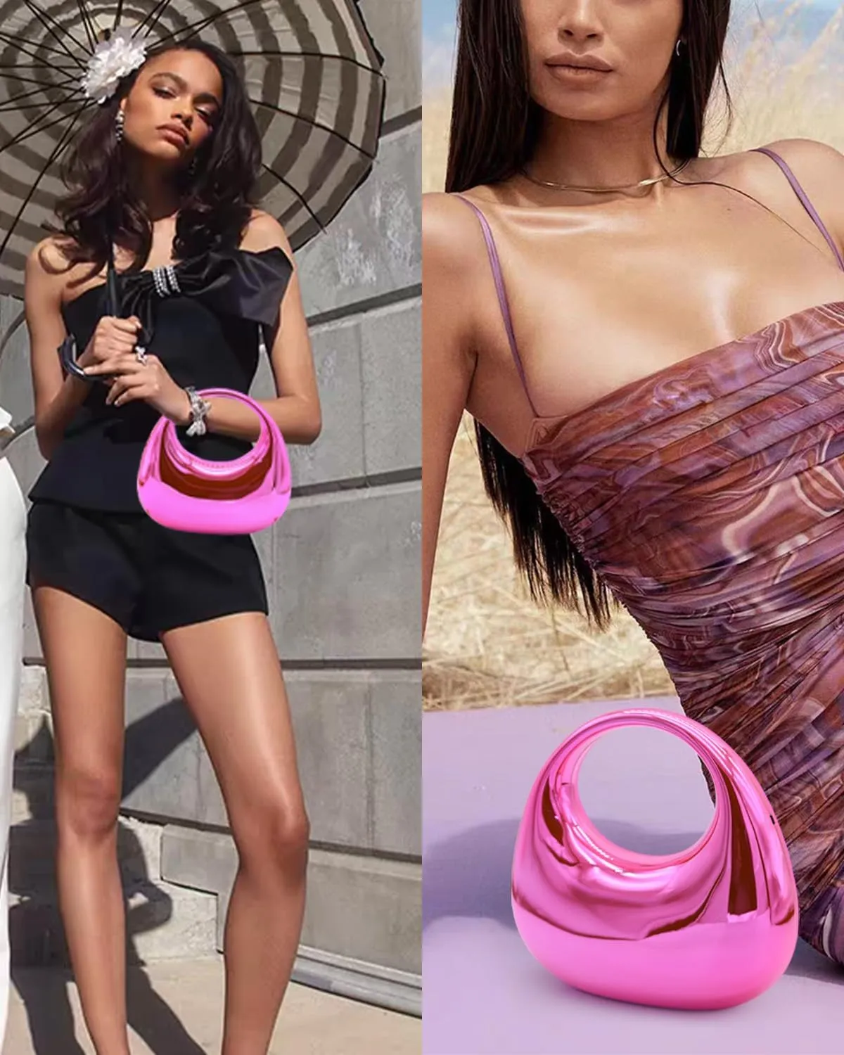 Acrylic Evening Clutch Purse for Women, Metallic Purse Evening Handbags Moon Hobo Bag, Evening Purse for Wedding Party Prom