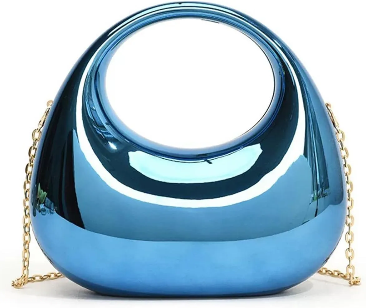Acrylic Evening Clutch Purse for Women, Metallic Purse Evening Handbags Moon Hobo Bag, Evening Purse for Wedding Party Prom