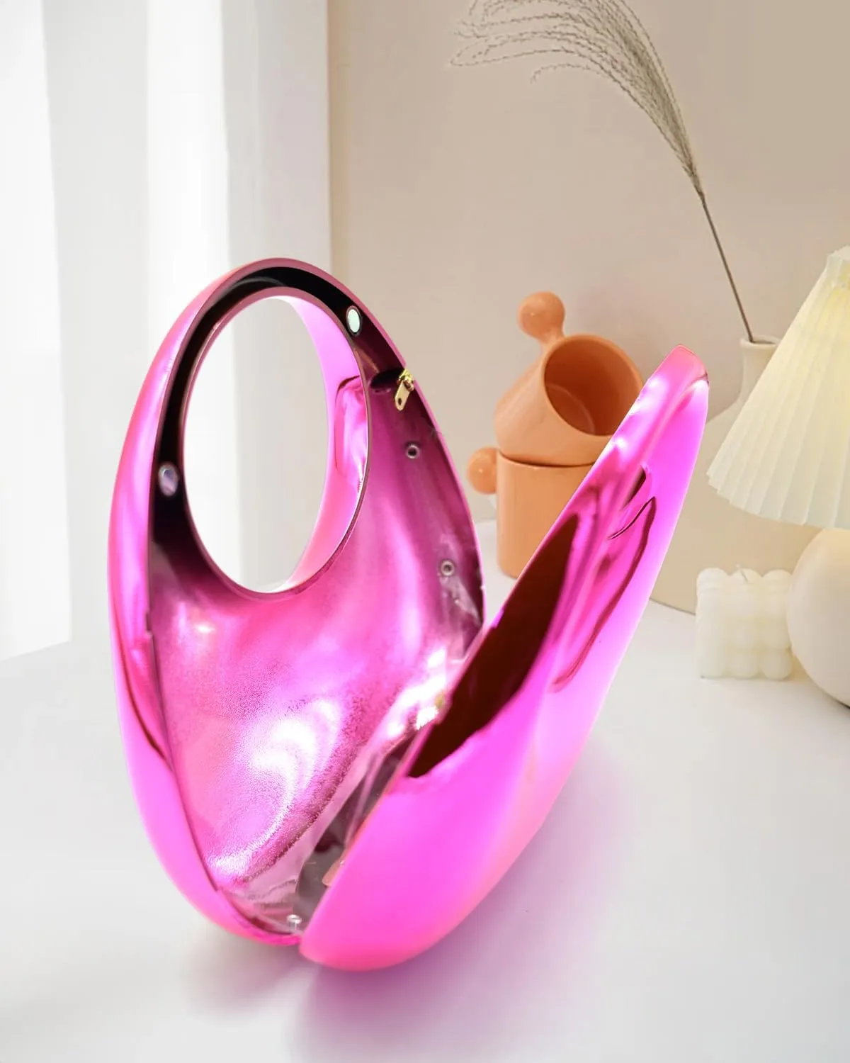 Acrylic Evening Clutch Purse for Women, Metallic Purse Evening Handbags Moon Hobo Bag, Evening Purse for Wedding Party Prom