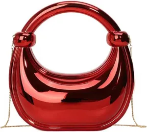 Acrylic Evening Clutch Purse for Women, Metallic Purse Evening Handbags Moon Hobo Bag, Gold Purse for Wedding Party Prom