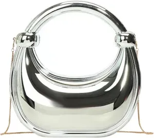 Acrylic Evening Clutch Purse for Women, Metallic Purse Evening Handbags Moon Hobo Bag, Gold Purse for Wedding Party Prom