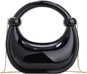 Acrylic Evening Clutch Purse for Women, Metallic Purse Evening Handbags Moon Hobo Bag, Gold Purse for Wedding Party Prom