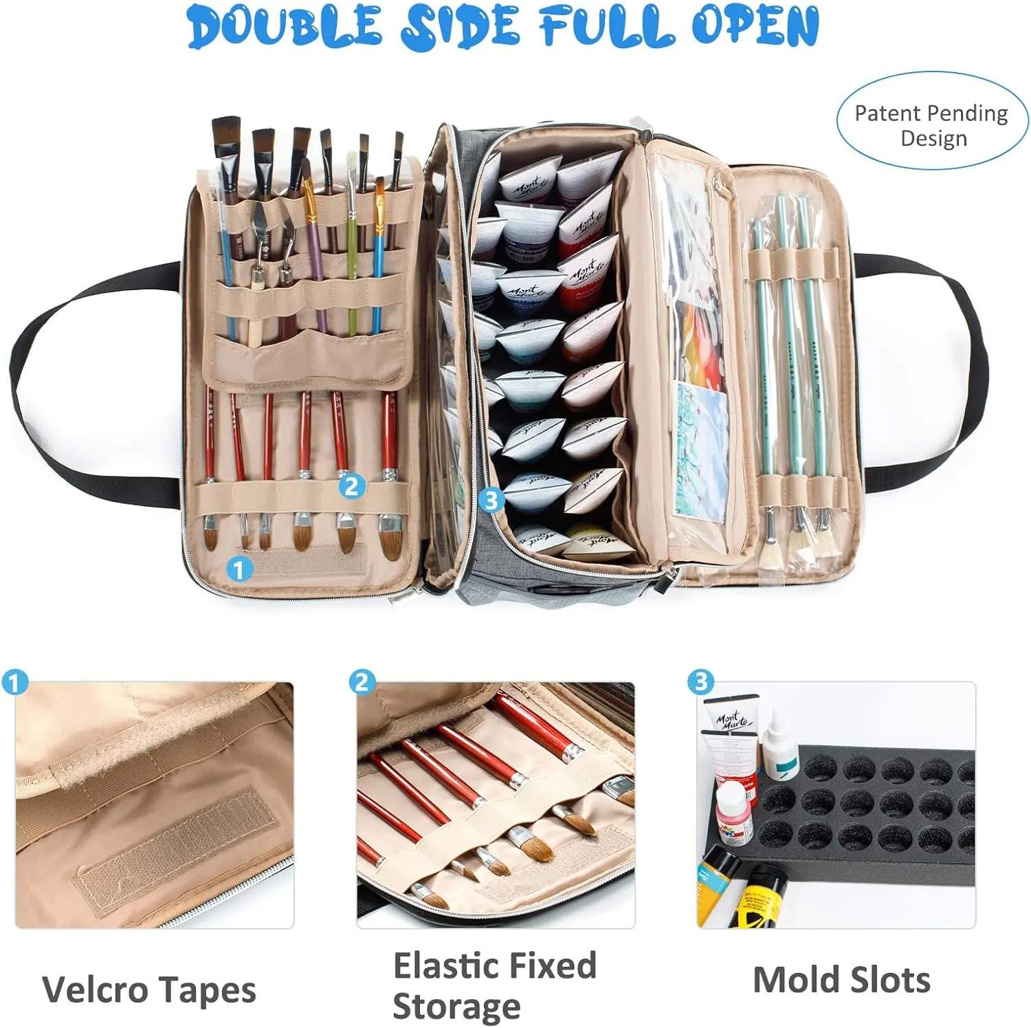 Acrylic Paint Storage, Paint Organizer and Storage, Art Supply Organizer, Art Tote Bags, Craft Paint Storage, Paint Brush Holder, Paint Tube Storage for Apple Barrel Acrylic Painting, Palette Board