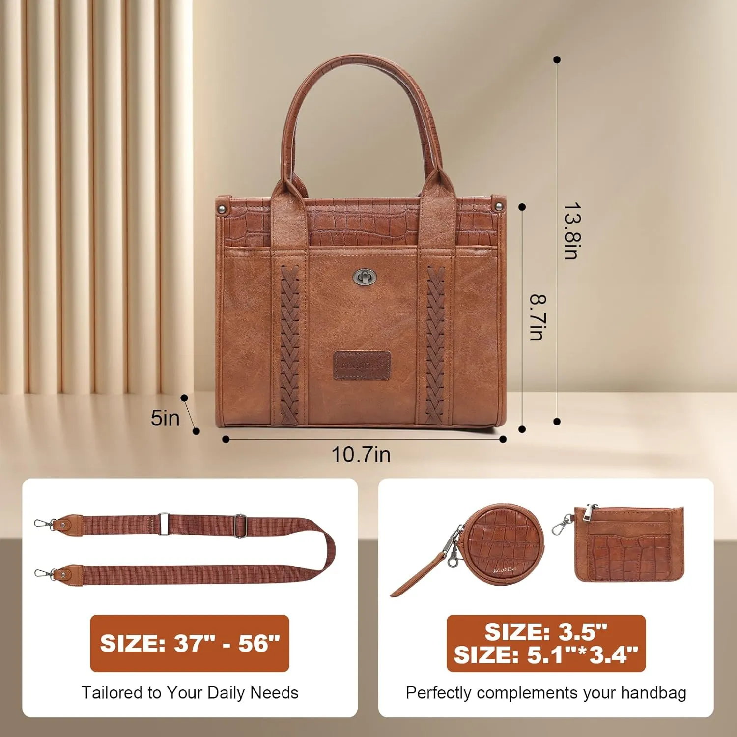 ACUARIO Tote Handbag Set, Tote Bag for Women,Western Cow Print Purse Desogmer,Top Handle Handbags