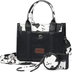 ACUARIO Tote Handbag Set, Tote Bag for Women,Western Cow Print Purse Desogmer,Top Handle Handbags