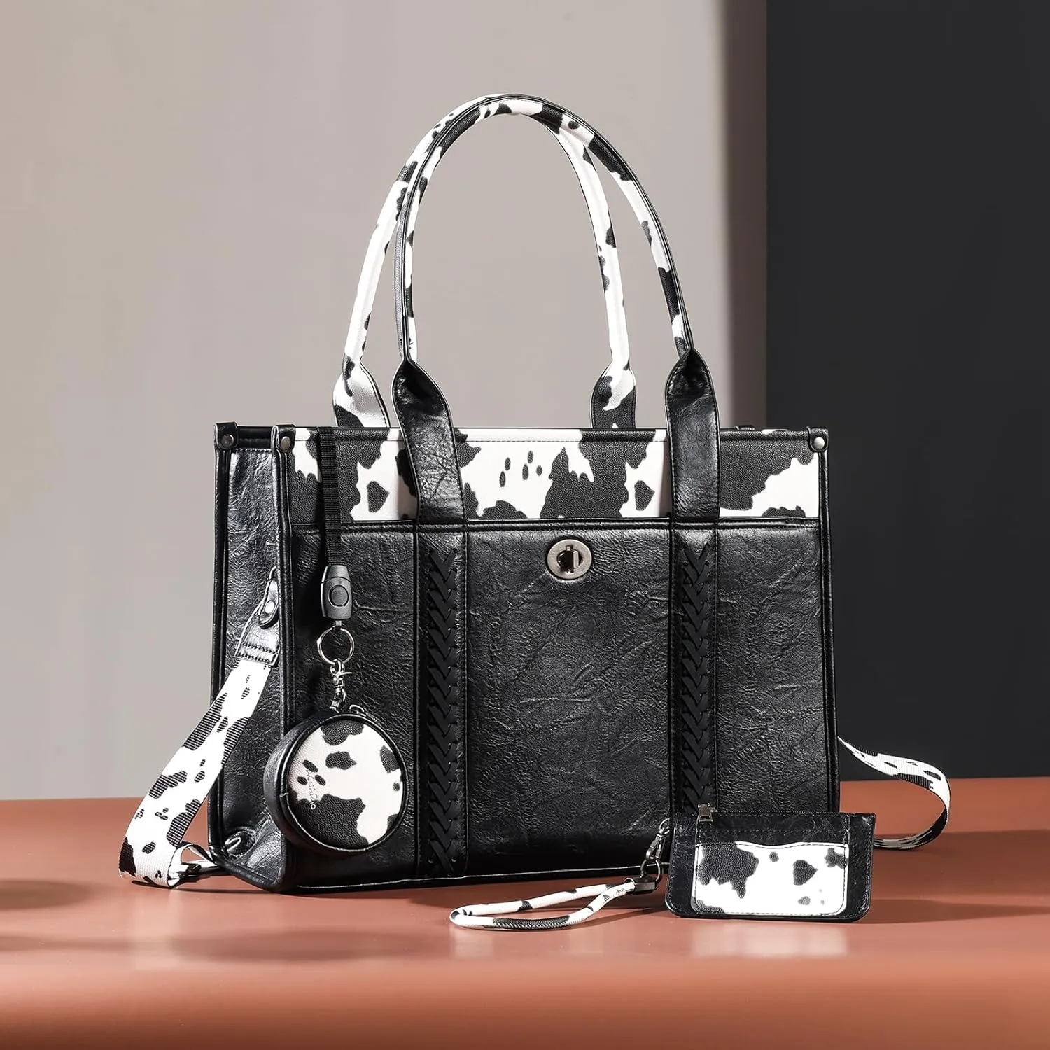 ACUARIO Tote Handbag Set, Tote Bag for Women,Western Cow Print Purse Desogmer,Top Handle Handbags