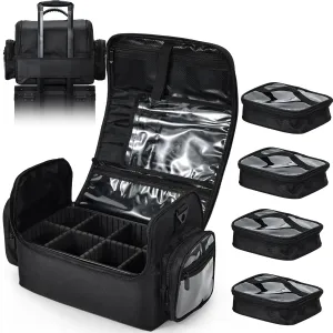 Adazzo Extra Large Makeup Case - 18" Travel Makeup Bag Organizer with 7 Dividers & 4 Zippered Bags | Make up Artist Bag Professional Makeup Box Big Train Case for Makeup, Nail & Tattoo Artists Barber