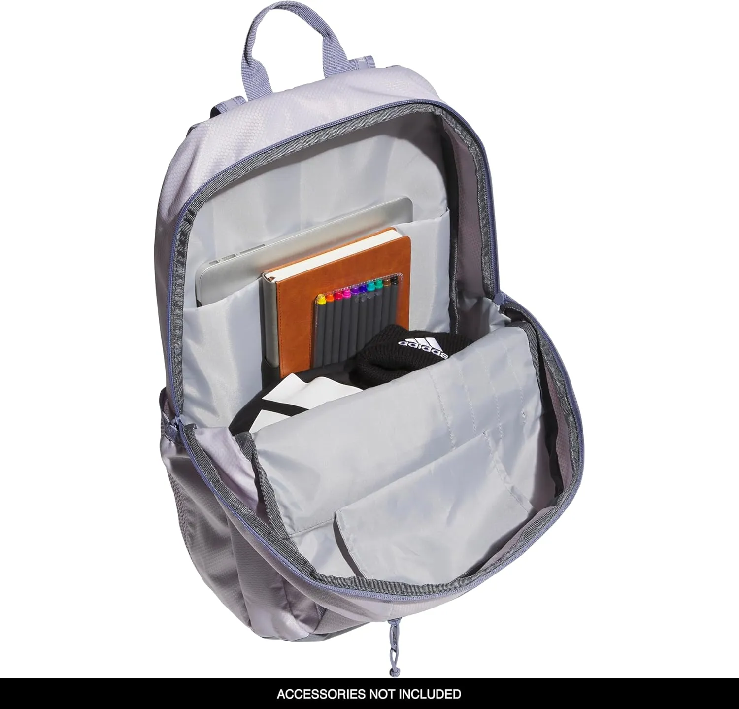adidas Excel Backpack, Durable Large Athletic Laptop Bag, Silver Dawn Grey/Grey/Silver Violet Purple, One Size