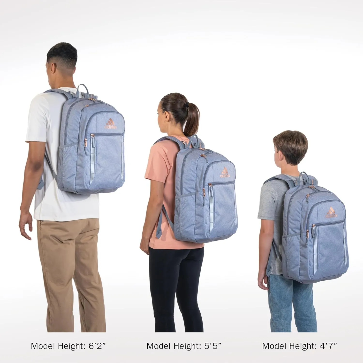 adidas Excel Backpack, Durable Large Athletic Laptop Bag, Silver Dawn Grey/Grey/Silver Violet Purple, One Size