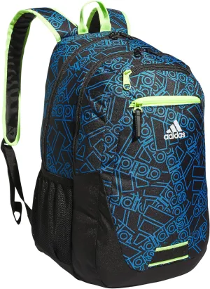 adidas Unisex Foundation Backpack for Laptop, Book Sleeve, Large Durable Athletic Gym Bag, Outline BOS Toss Pulse Blue/Black/Lucid Lemon Yellow, One Size
