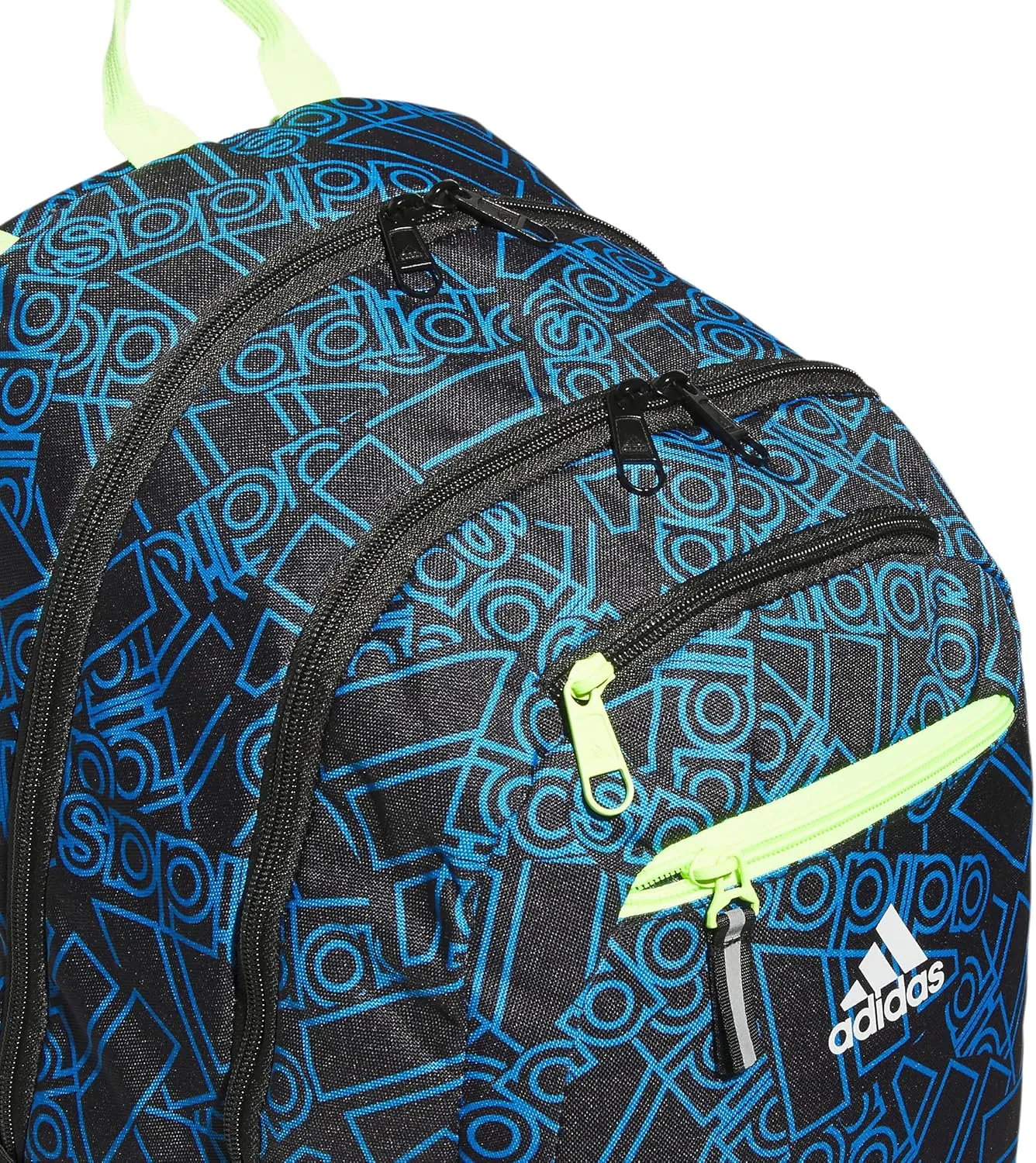 adidas Unisex Foundation Backpack for Laptop, Book Sleeve, Large Durable Athletic Gym Bag, Outline BOS Toss Pulse Blue/Black/Lucid Lemon Yellow, One Size